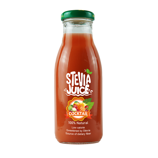 عصير ستيفيا عصير كوكتيل طبيعي - عصير طبيعي بدون سكر محلى بالستيفيا الطبيعية - 300 مل
